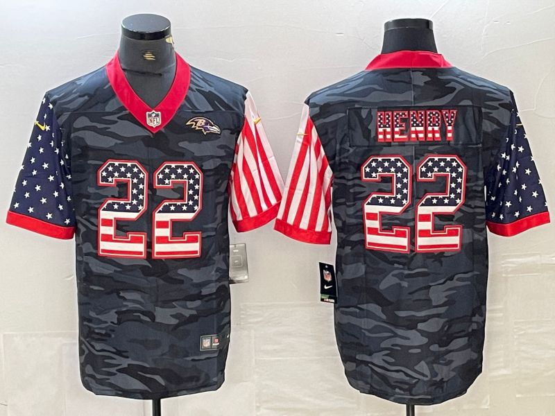 Men Baltimore Ravens #22 Henry Black Nike Camouflage national flag Limited NFL Jersey
